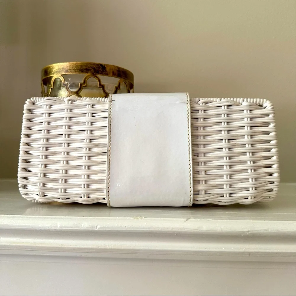 Tory Burch White Rattan Clutch with silver accents - Picture 2 of 12